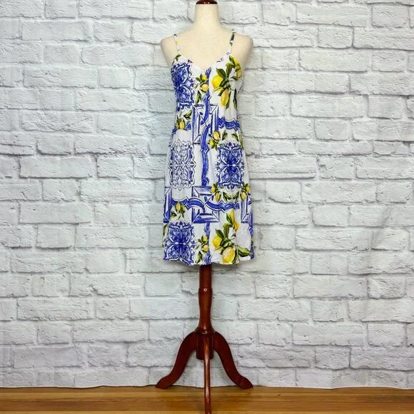 cotton/linen dresses Long Sleeve Blue Linen Dress 2590 – Xiaolizi main image 1